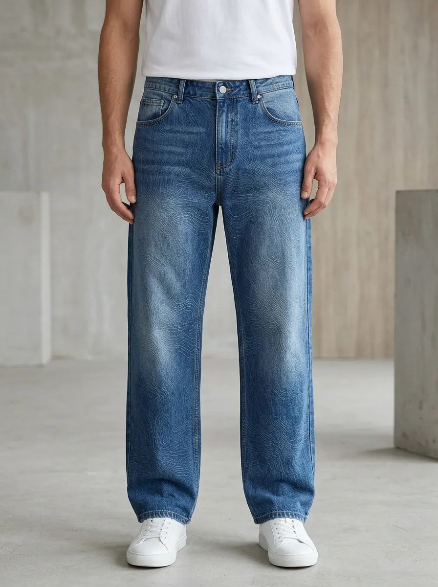Topographic Map High Jeans