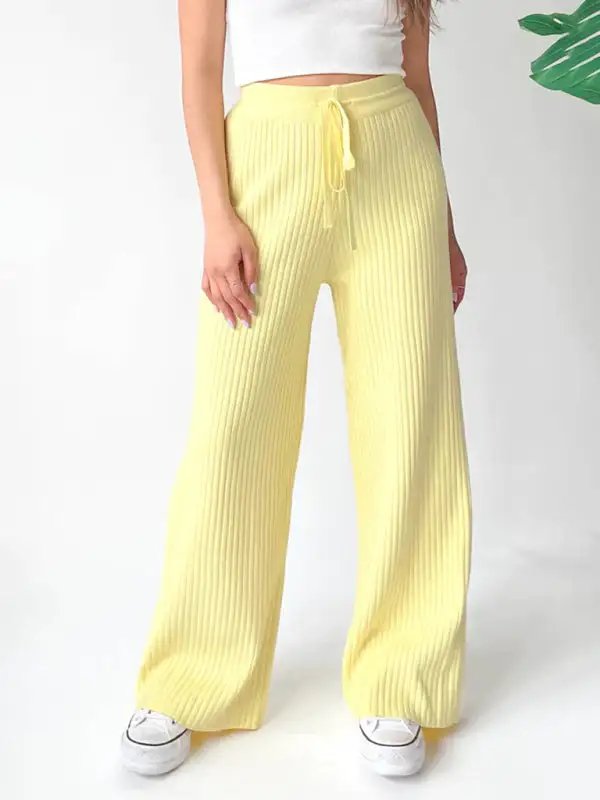 Drawstring Loose Lace Straight Trousers Pants