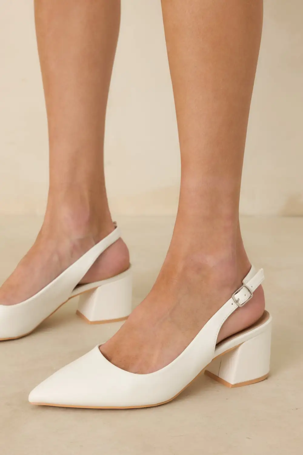 Faux Leather Pointed Toe Slingback Dress Heels