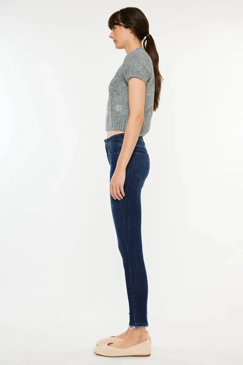 High Waist Raw Hem Denim Jeans