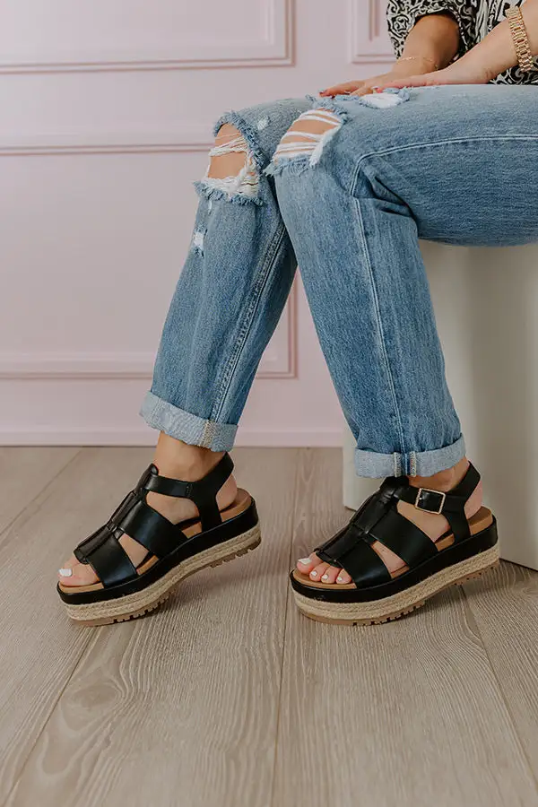 Modern Faux Leather Espadrille Shoes