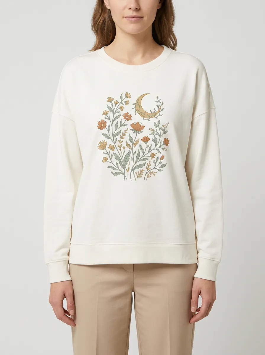 Women's Floral Moon Graphic Sweatshirt