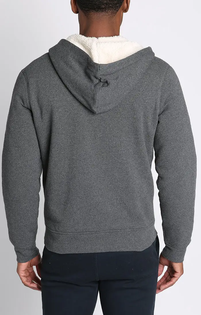 Recycled Jacquard Sherpa Lined Full Zip Hoodie