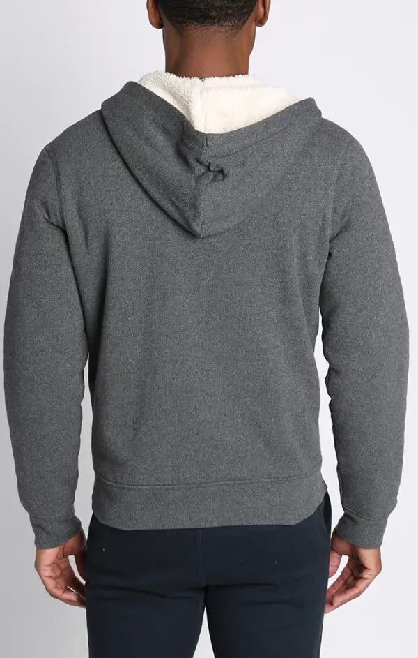 Recycled Jacquard Sherpa Lined Full Zip Hoodie