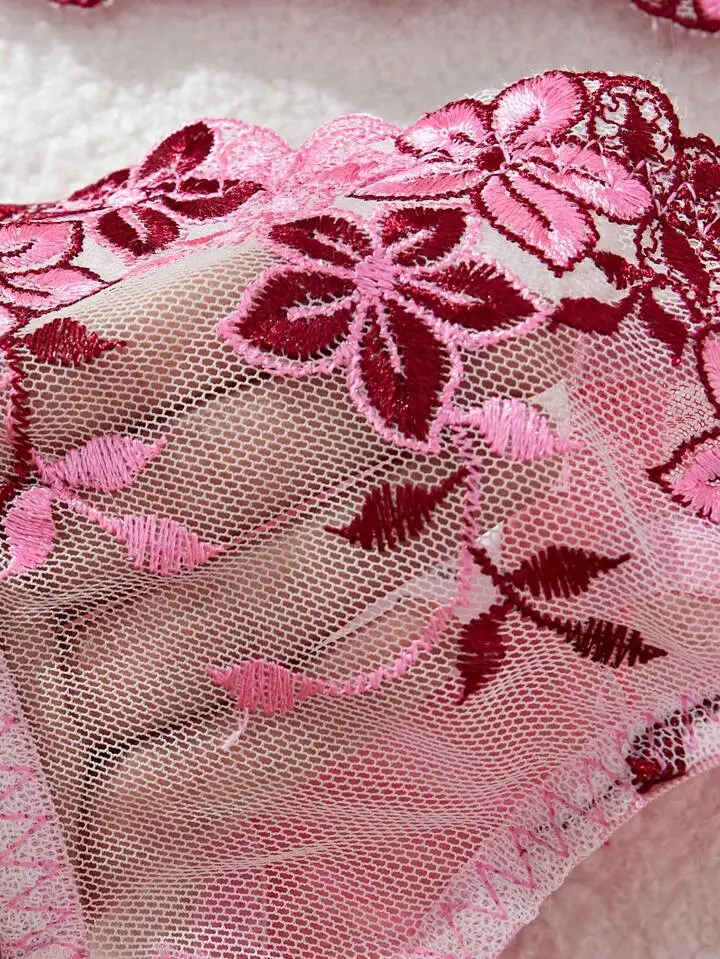 Refined Floral Embroidered Bra And Panty Set