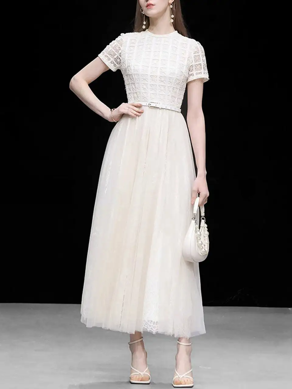 Embroidered Lace Maxi Dress