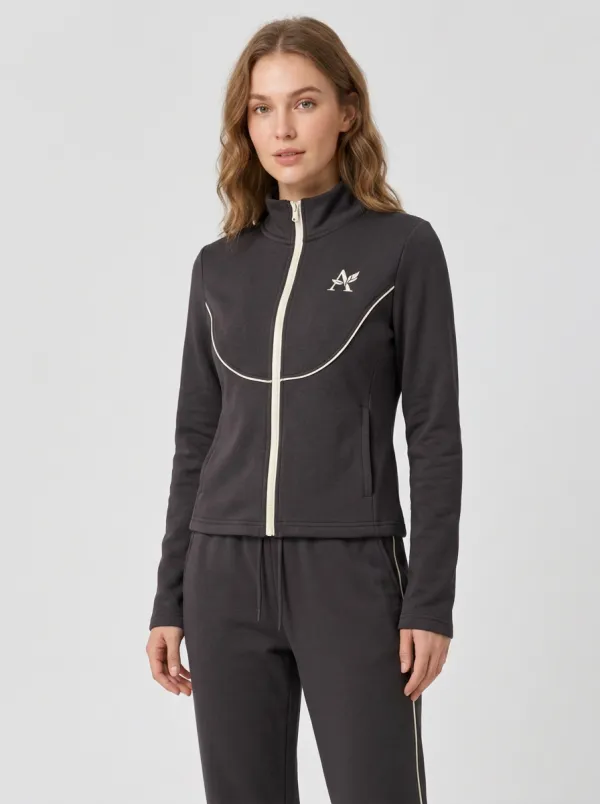 Women's Graphic Sage Green Zip-up Tracksuit Set