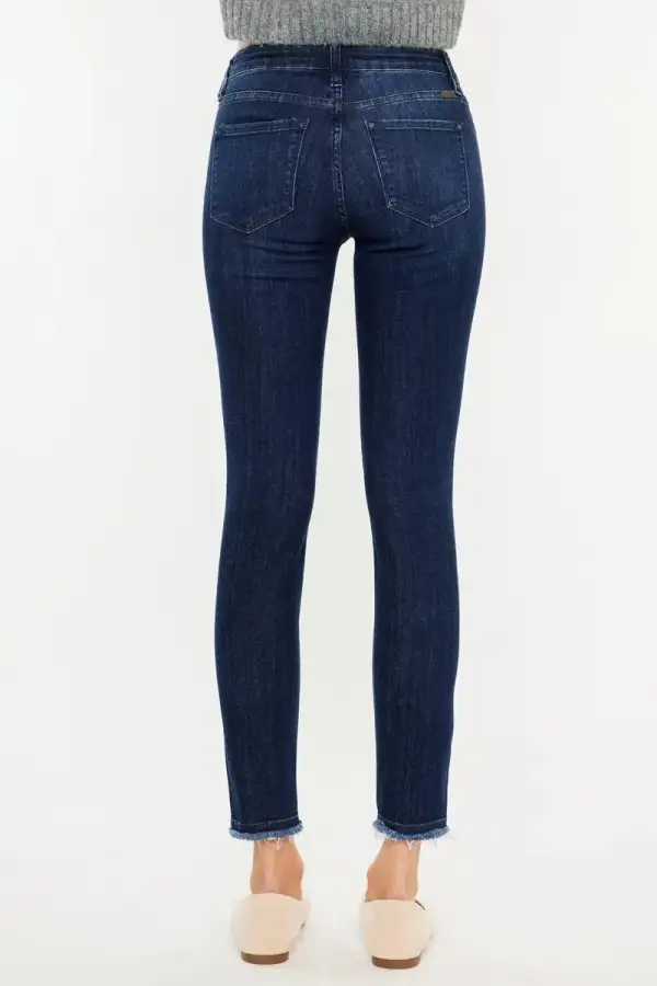High Waist Raw Hem Denim Jeans