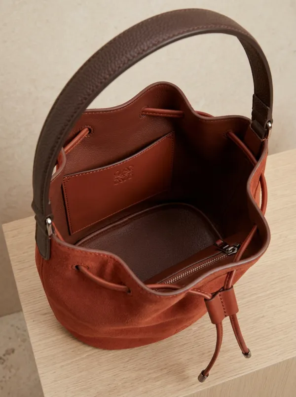 Women's Textured Suede-Look Drawstring Bucket Bag