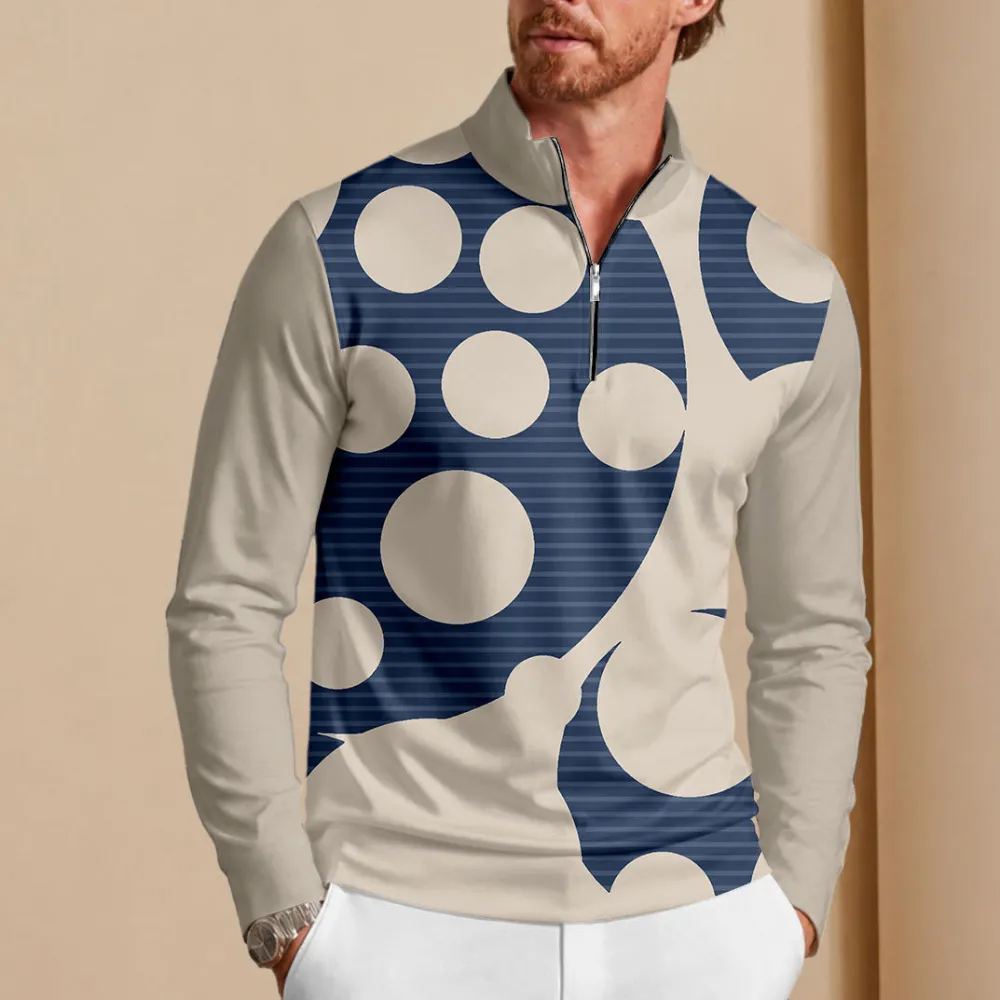 Modern Lightweight Colorblock Long Sleeve Golf Shirt