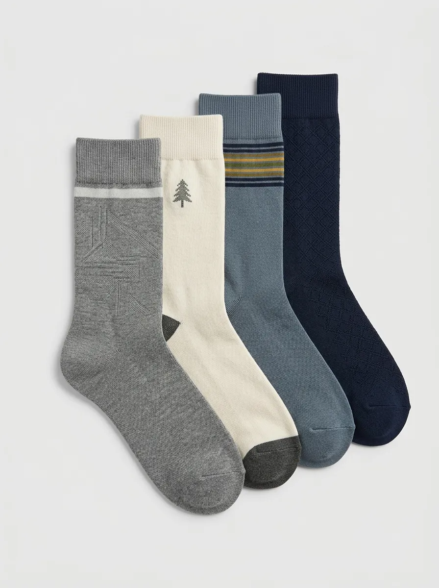 Casual Nature-Inspired Printed Street Look Men's Four Pair Socks