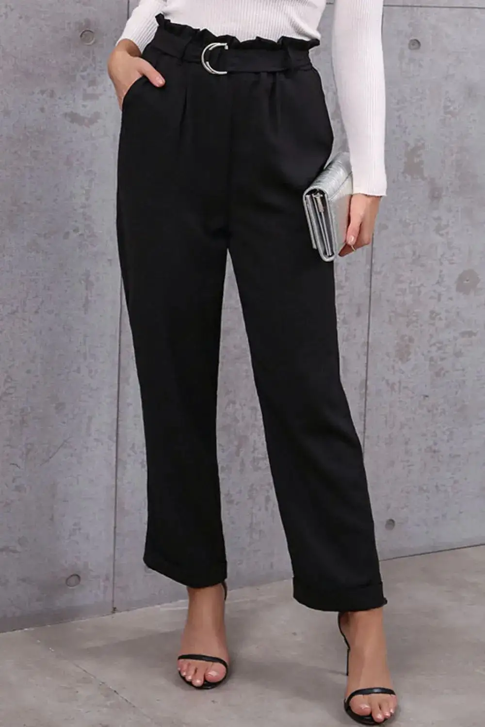 Paperbag Waist Pocketed Casual Everyday Pants