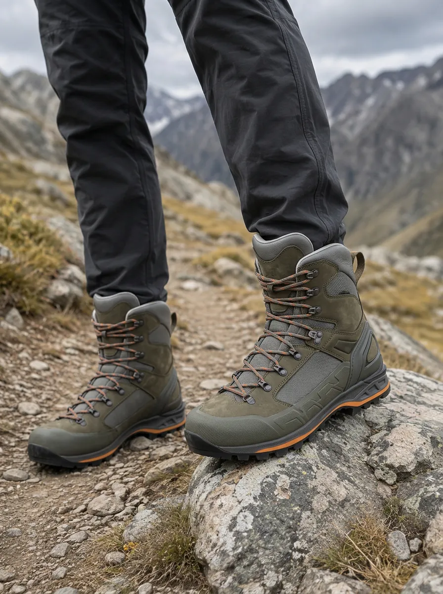 Men's Hiking Outdoor Olive Green Printed Boots
