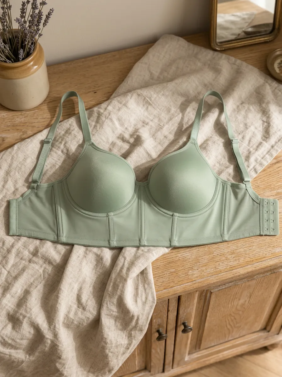 Women's Solid Color Bustier Style Mesh Detail Modern Minimalist Bra