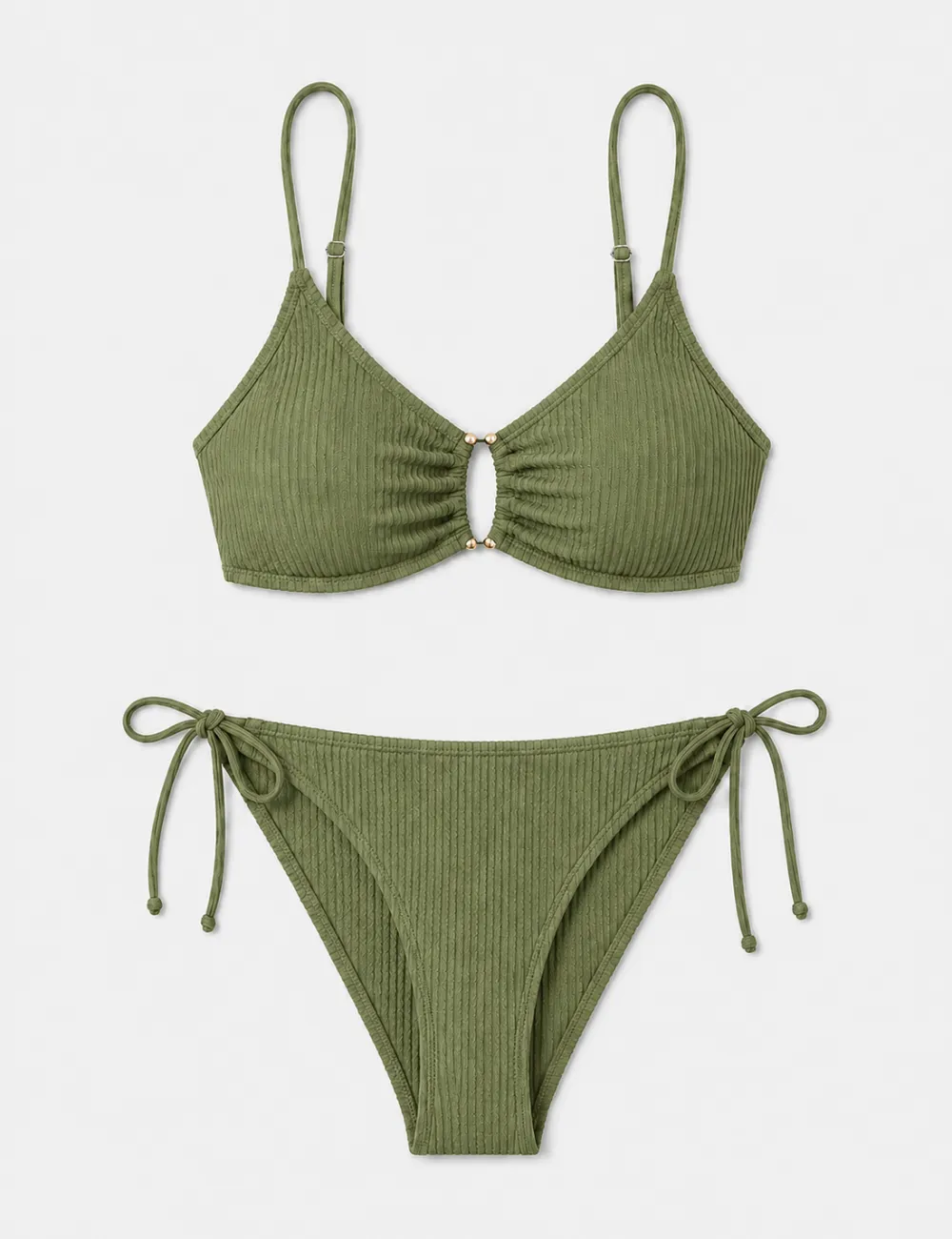 Tone Metal Accents Triangle Bikini Set