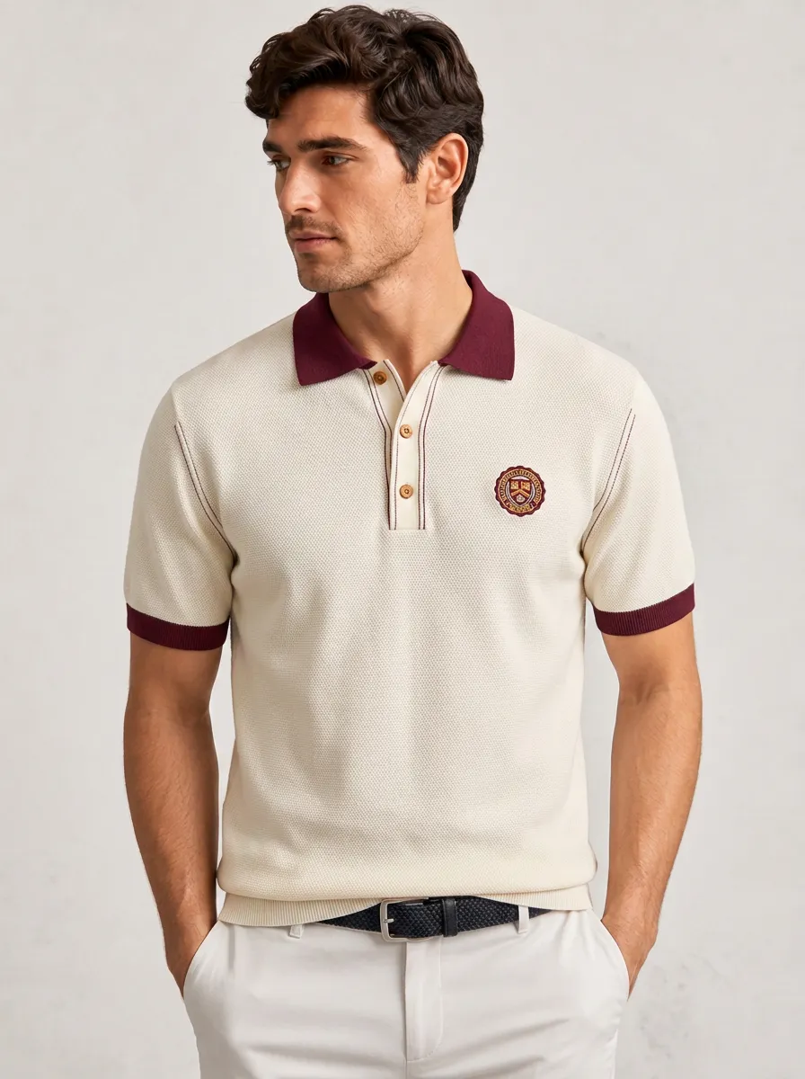 Men's Heritage Equestrian Lover Crest Logo Printed Polo Shirt