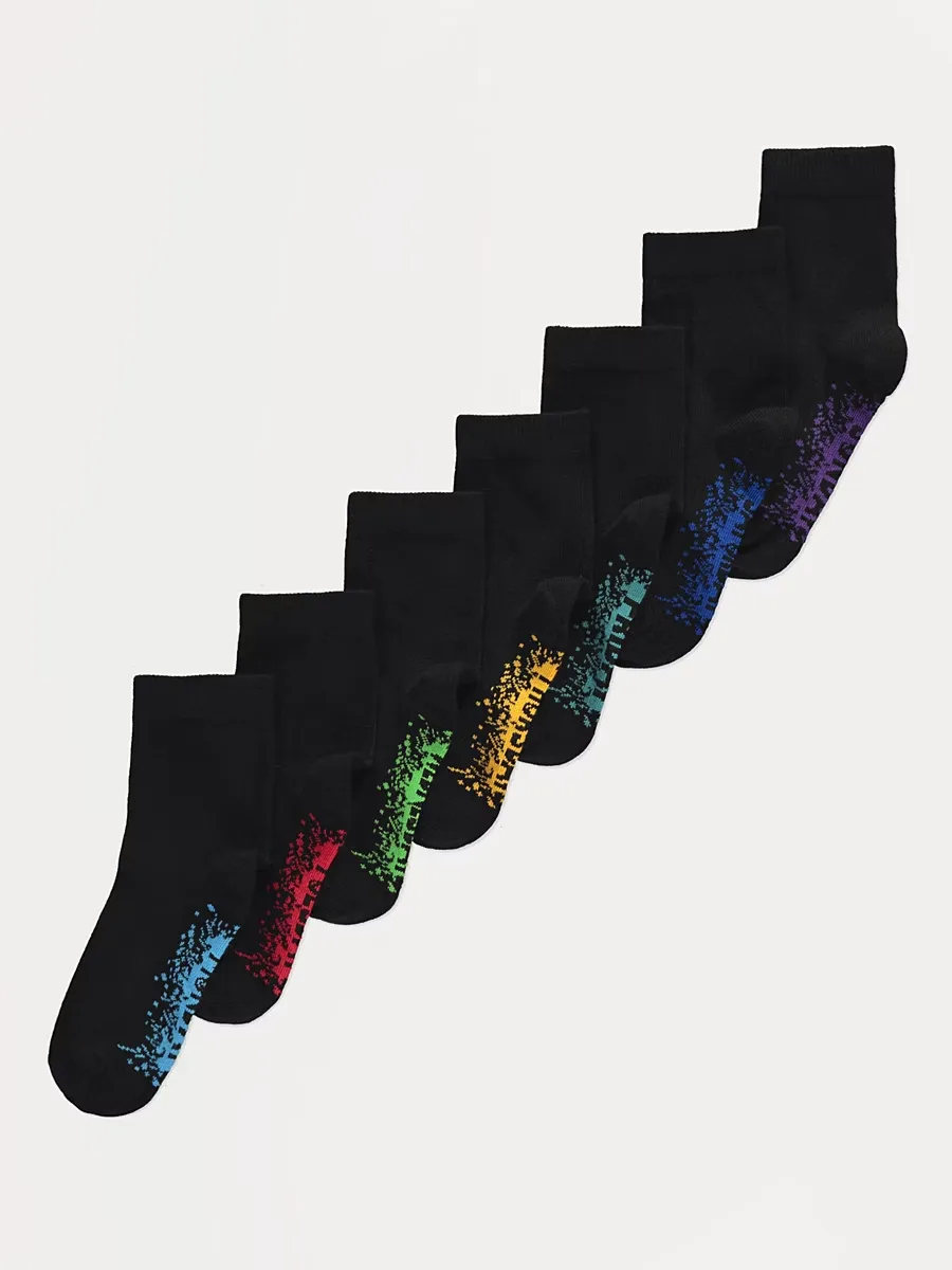 Black Days Of The Week Ankle Socks 7 Pack