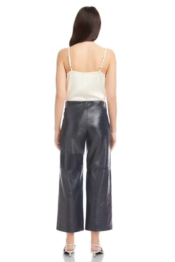 Faux Patent Leather Cropped Pants