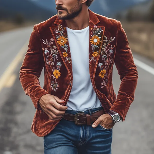 Structured Button Velvet Blazer