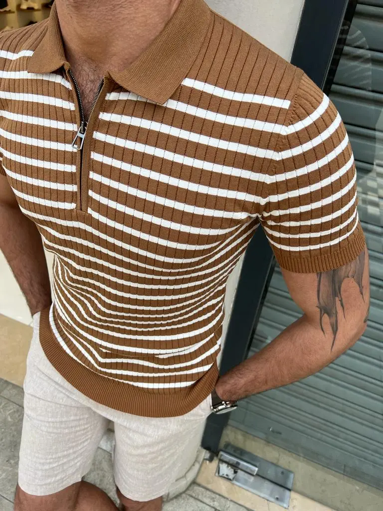 Classic Slim Fit Cotton Zip Detail T-Shirt
