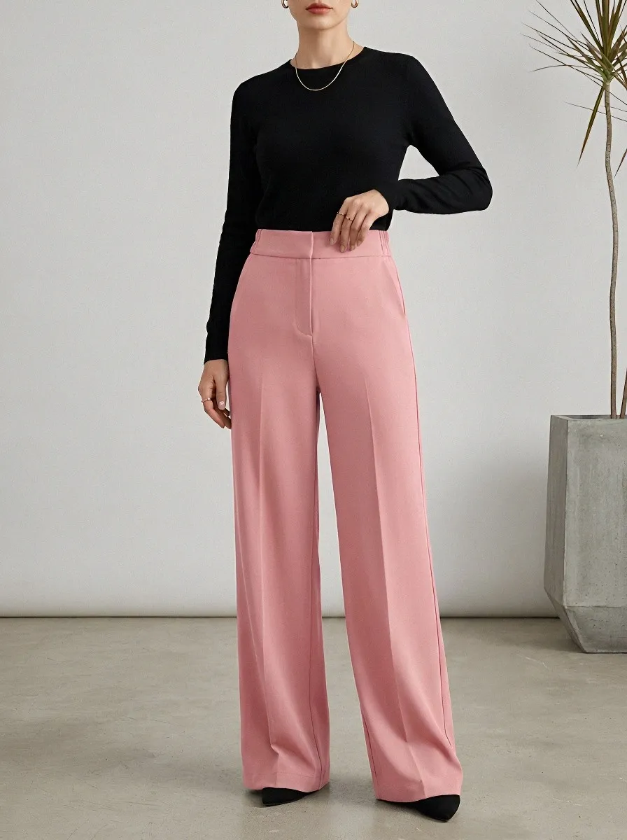 High-Waist Tailored Draped Women's Wide-Leg Trousers