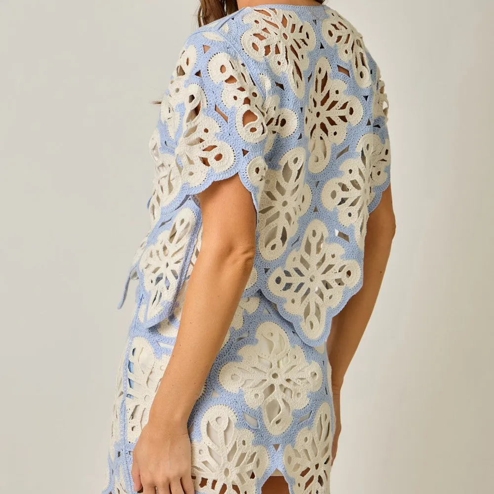 Modern Open Front Tie Front Crochet Cardigan