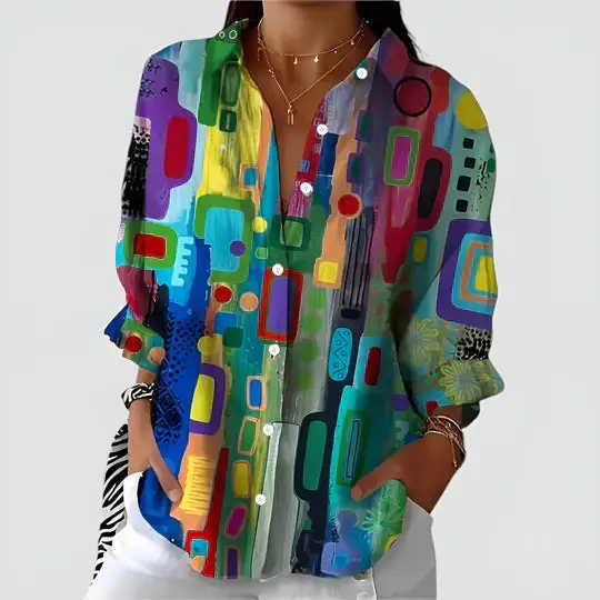  Statement Print Button Down Shirt