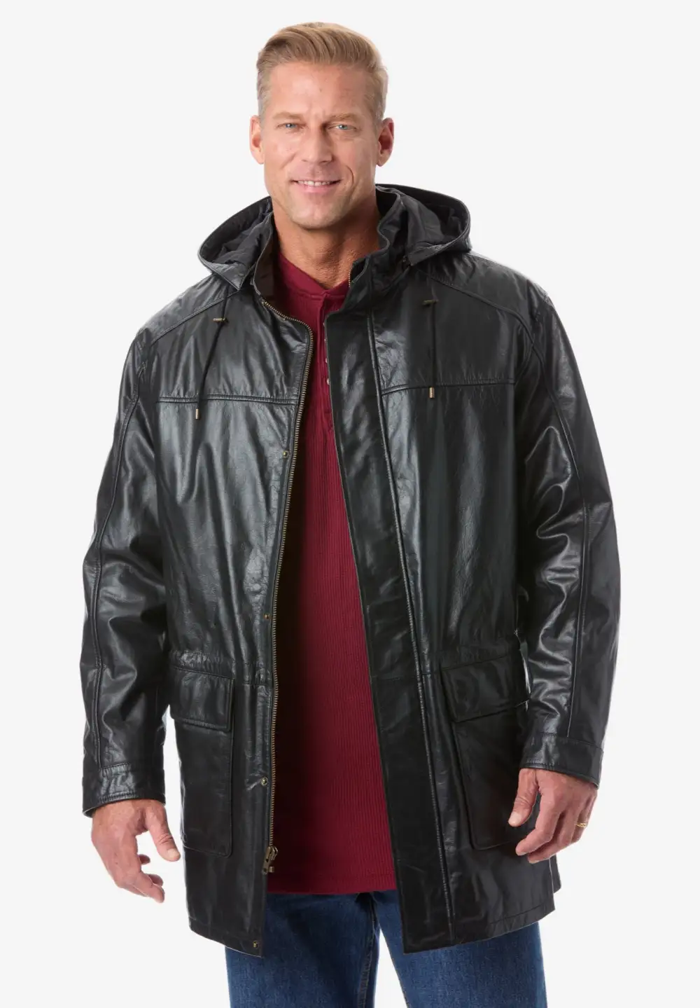 Hooded Leather Parka