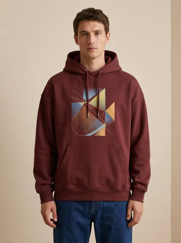 Men's Geometric Graphic Drawstring Pocket Hoodie
