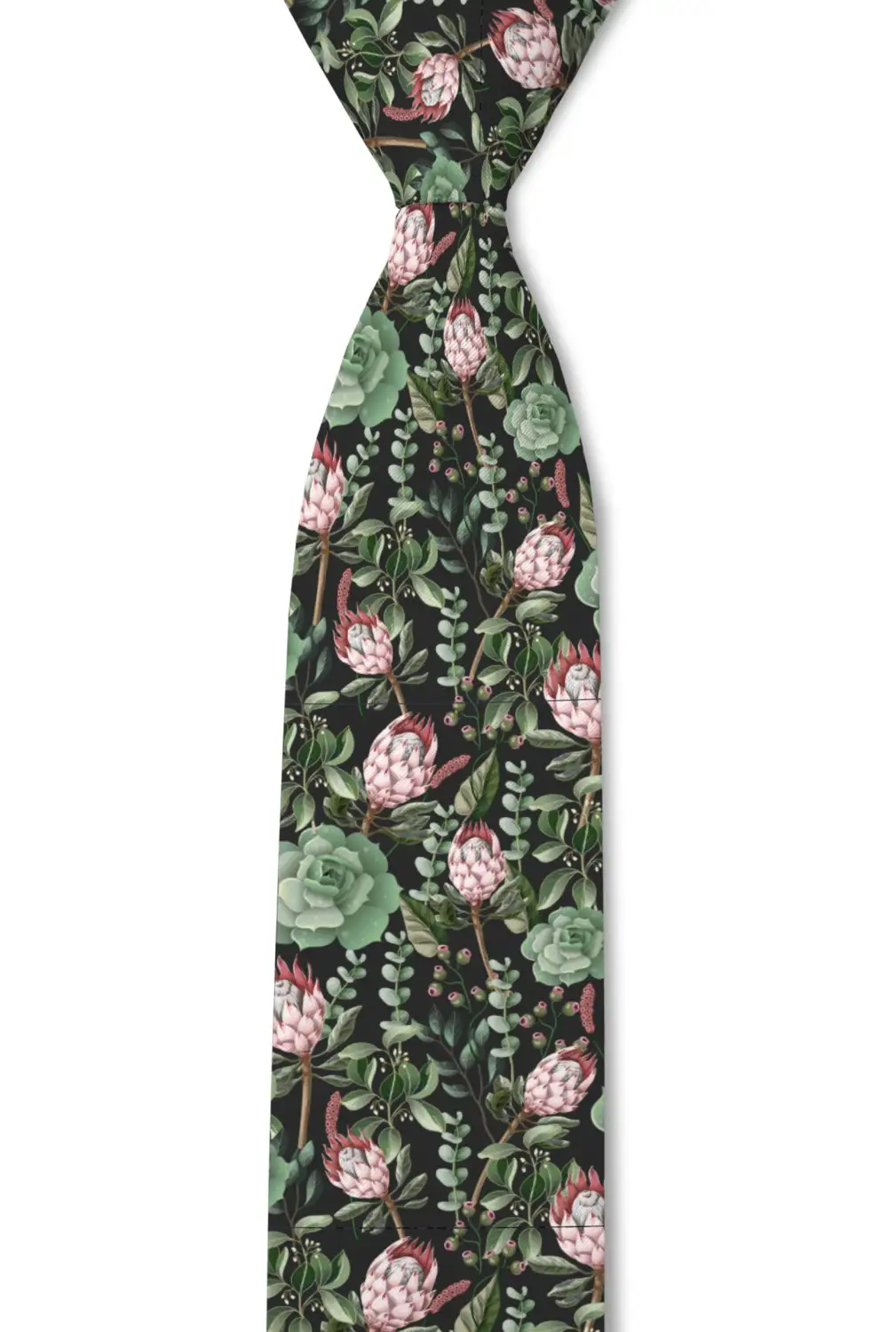 Refined Succulent Botanical Pattern Necktie