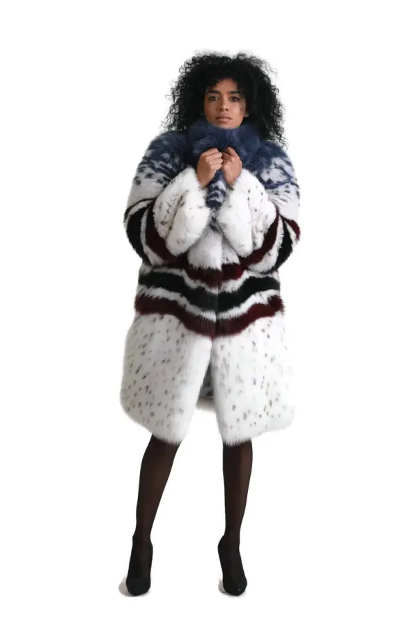 Multicolored Fox Fur coat