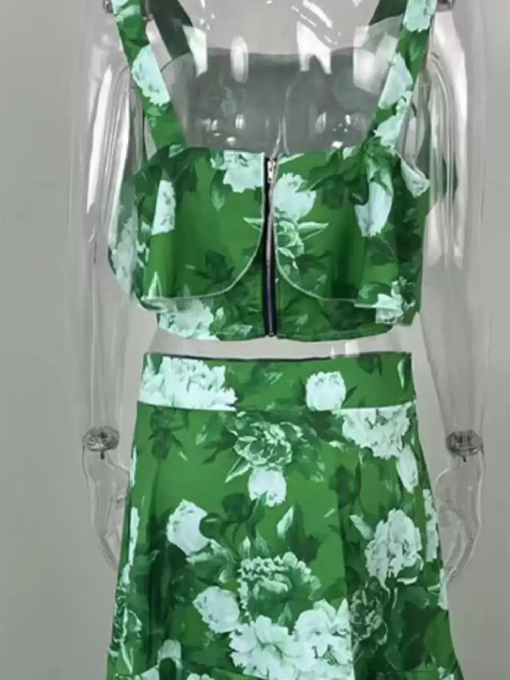 Floral Print Ruffle Cami and Skirt Set