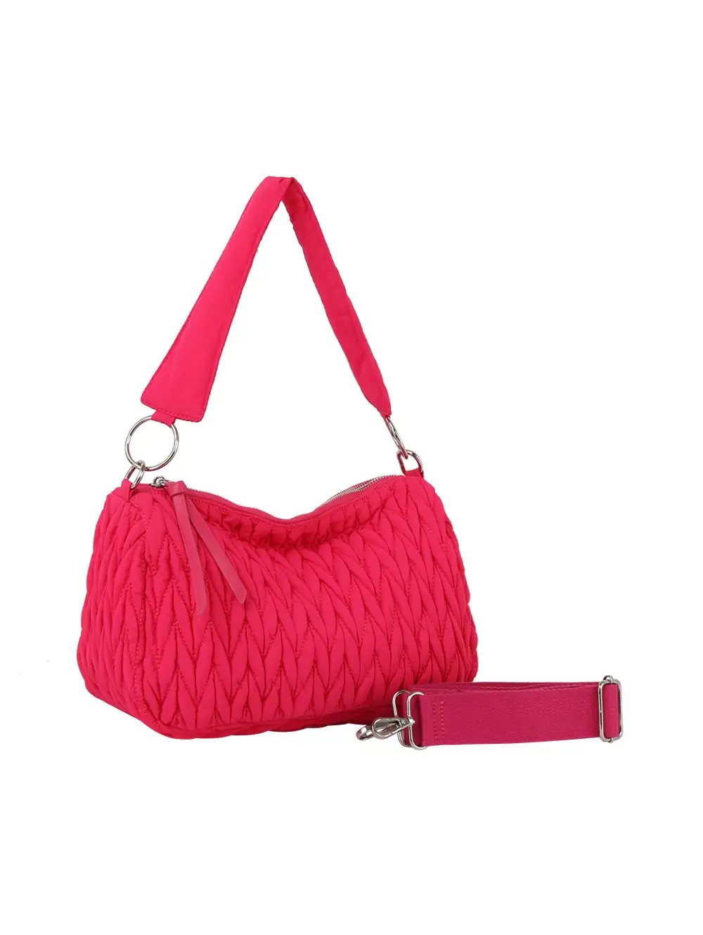 Refined Detail Quilted Pocketed Faux Leather Hobo Shoulder Bag