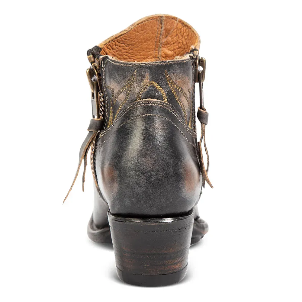 Classic Faux-Leather Distressed Embroidered Zip-Up Western Boots