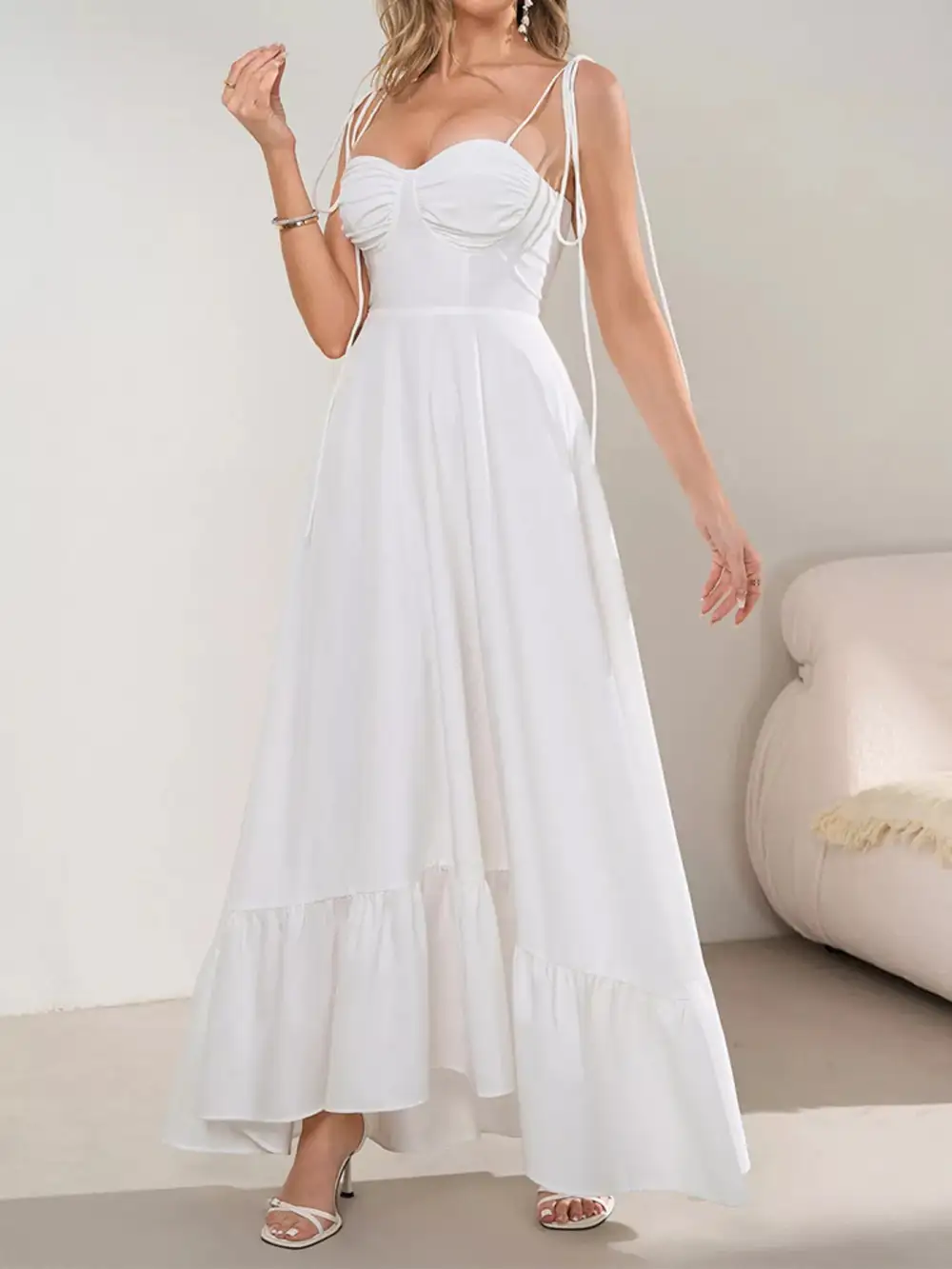 Structured Shape Ruffle Maxi Dress