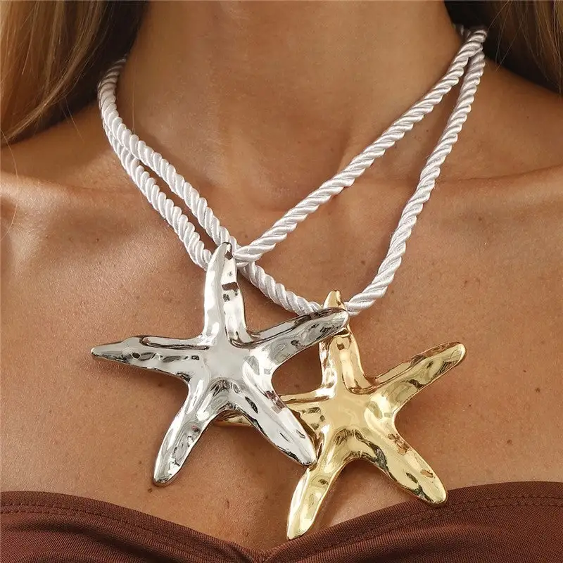Irregular Metal Starfish Pendant Necklace