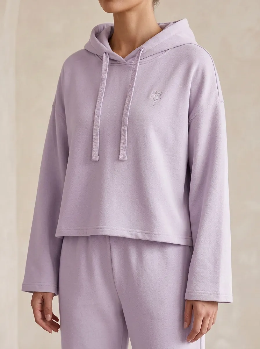 Women's Minimalist Aesthetic Rose Embroidered Printed Hoodie