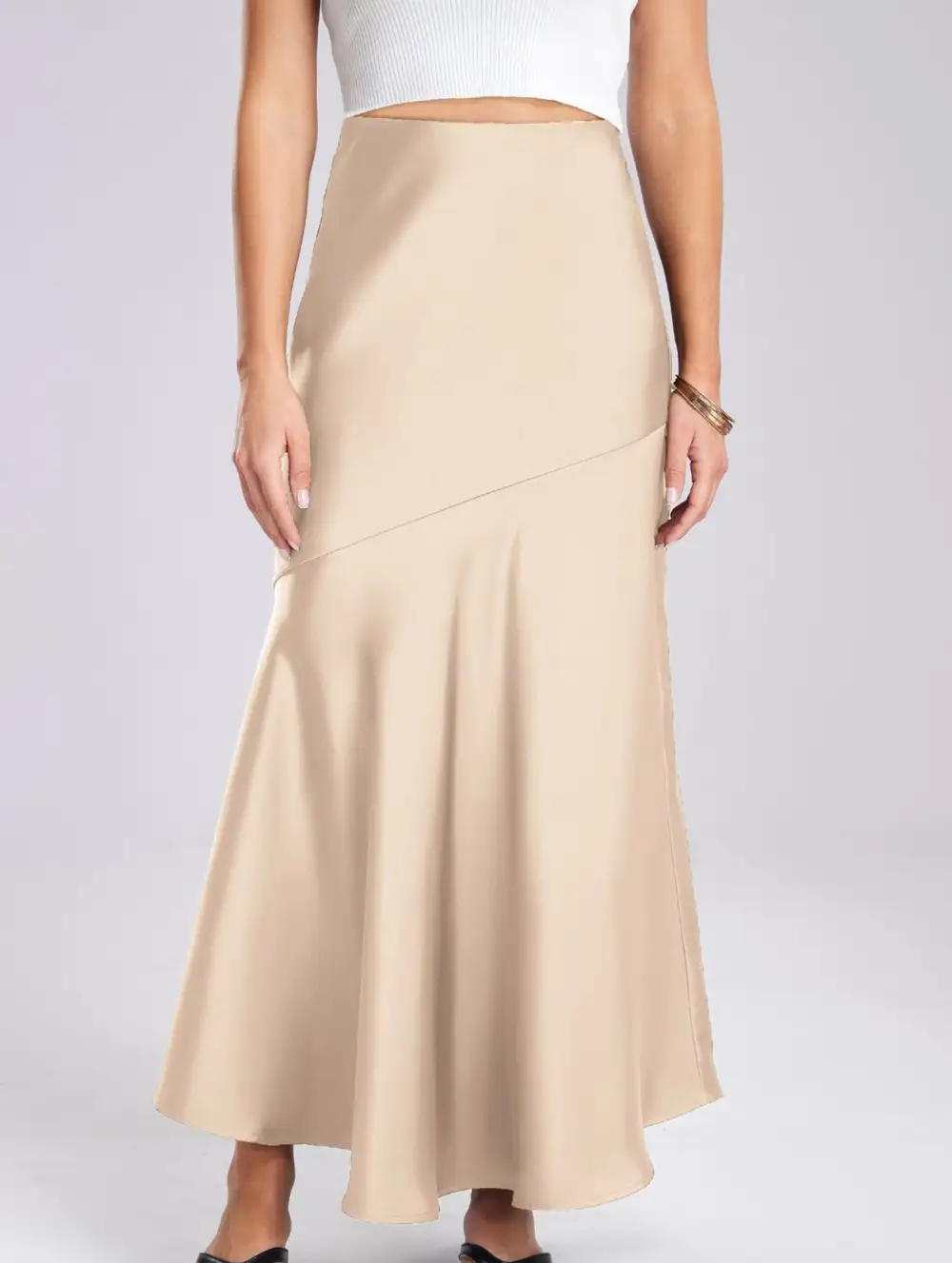 Elastic Waist High Waist Midi Skirt