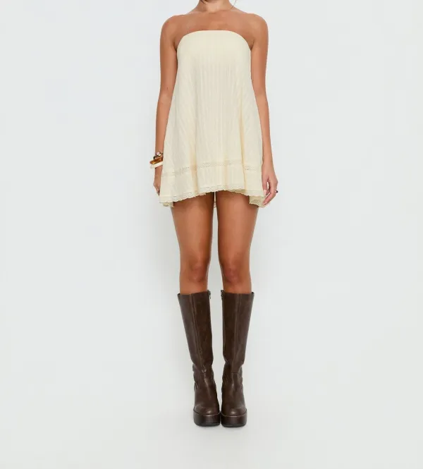 Butter Yellow Strapless Swing Mini Dress