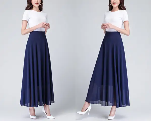 Everyday Elastic Waist Chiffon A Line Maxi Skirt
