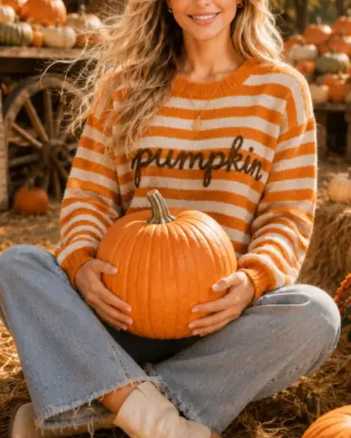 Pumpkin Striped Sweater