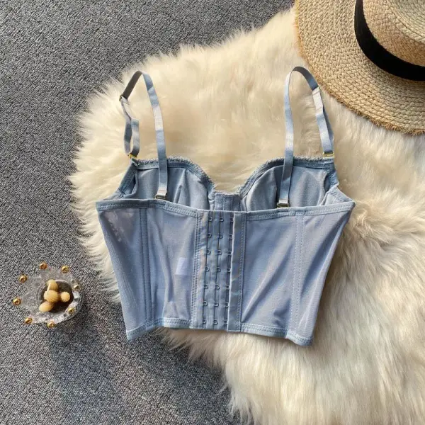 Floral Embroidered Cropped Tank Top