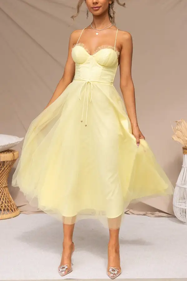  Corset Midi Dress Tulle A Line Design