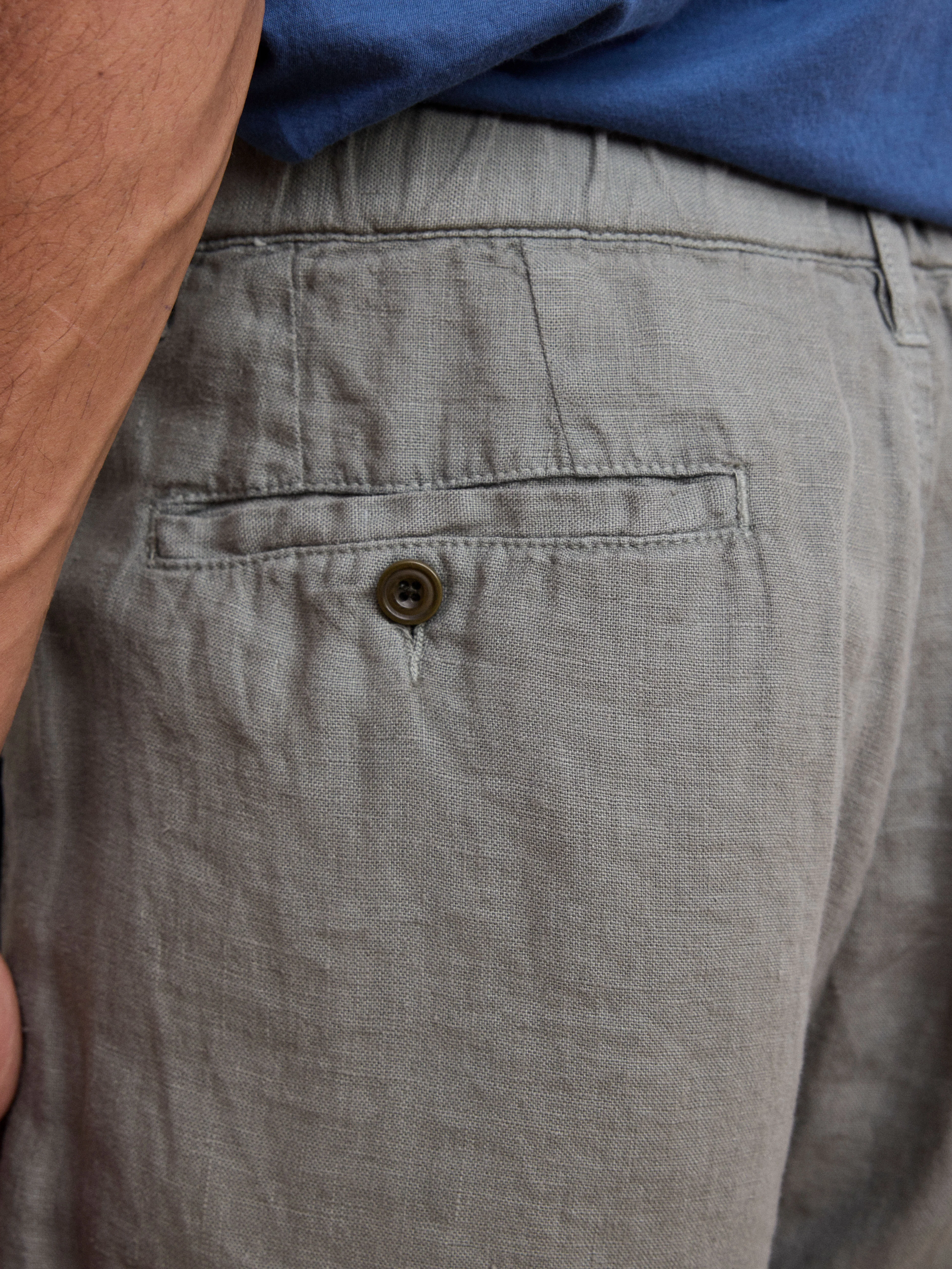 Men's Army Green Linen Shorts