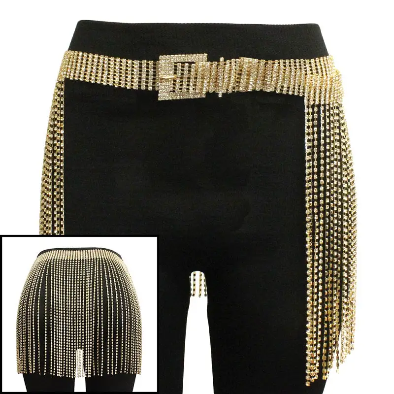 Refined Crystal Multirow Waist Belt