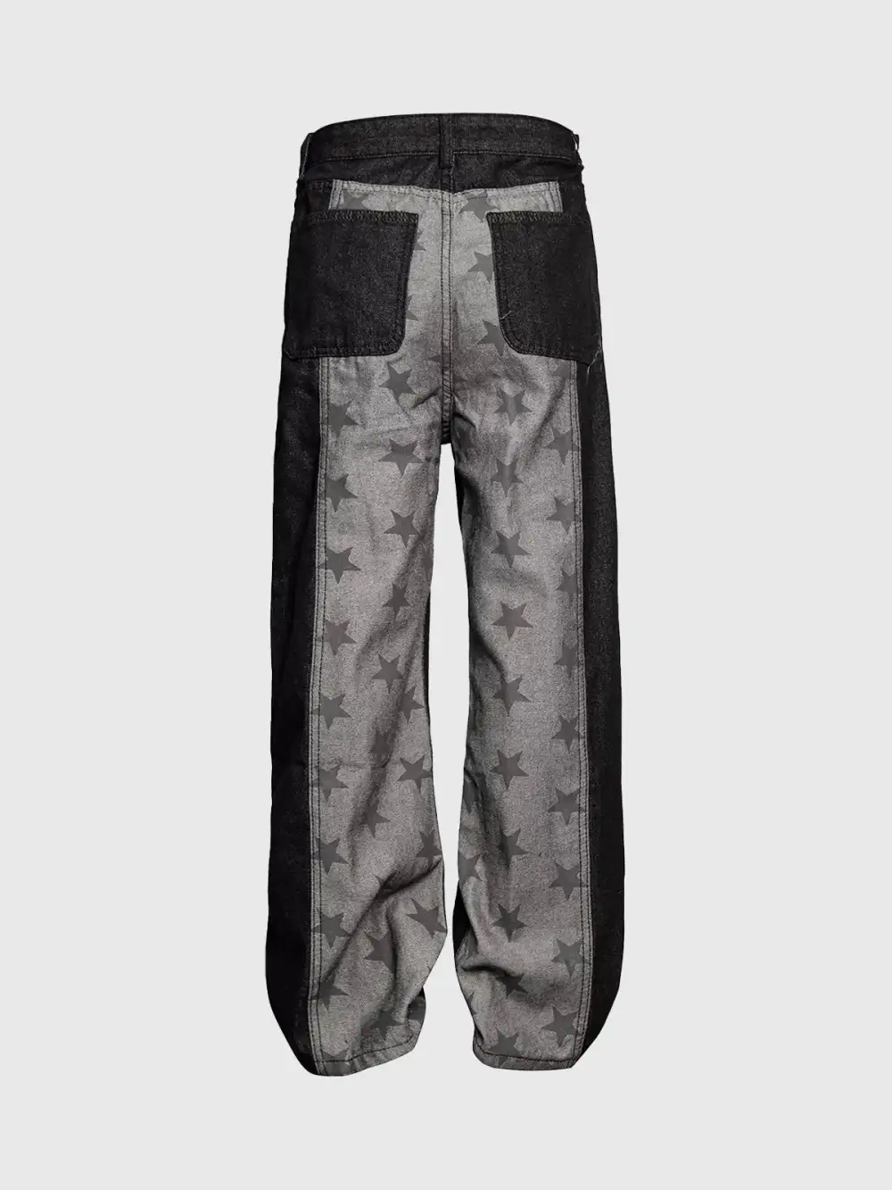Wide-Leg Layered-Look Star-Graphic Jeans