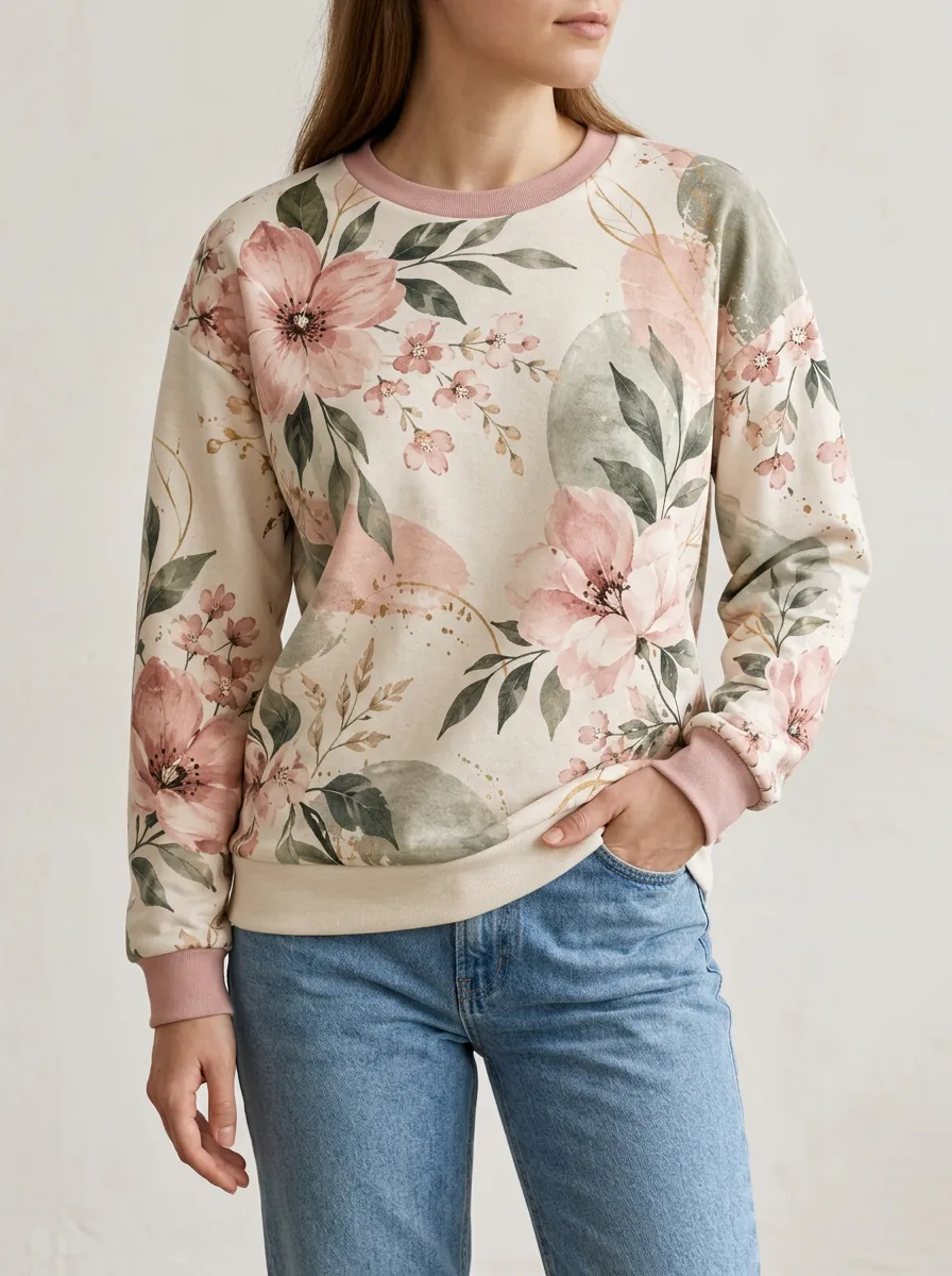 Soft Look Crewneck Relaxed Sweatshirt