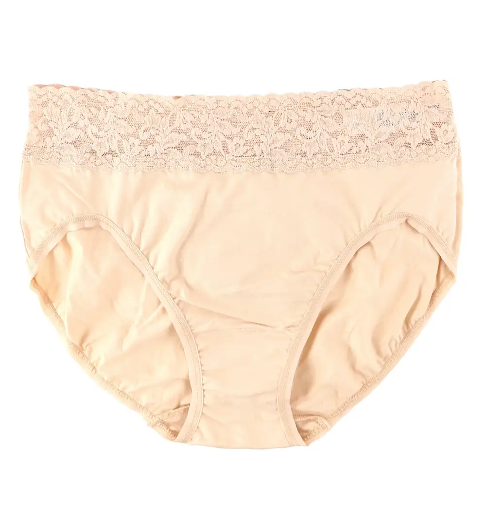Classic High-Waist Stretch-Lace Cotton French Brief Panty