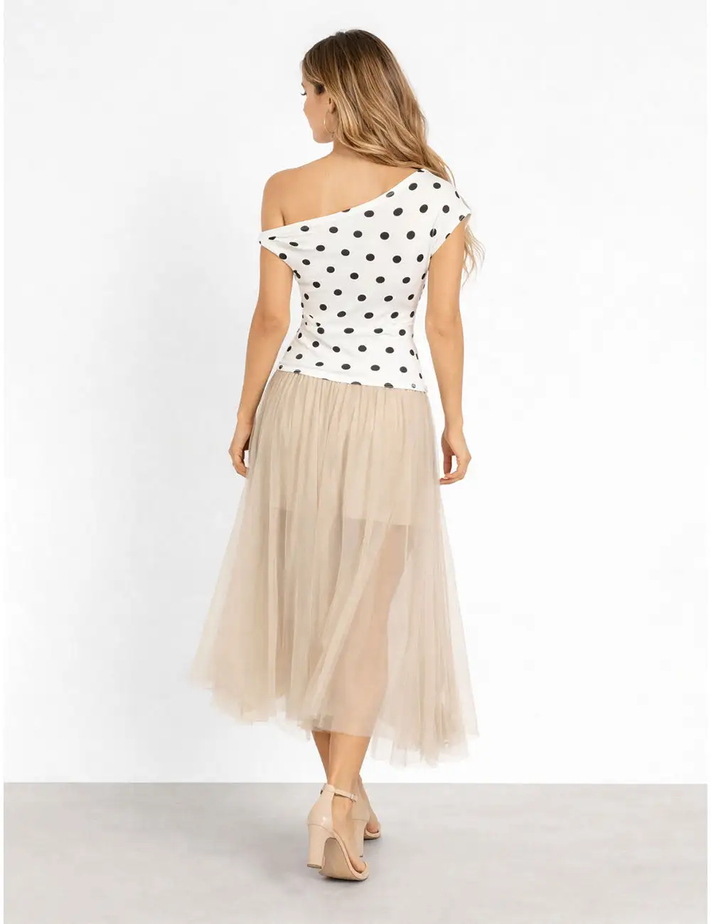 Chic Polka Dot One Shoulder Top