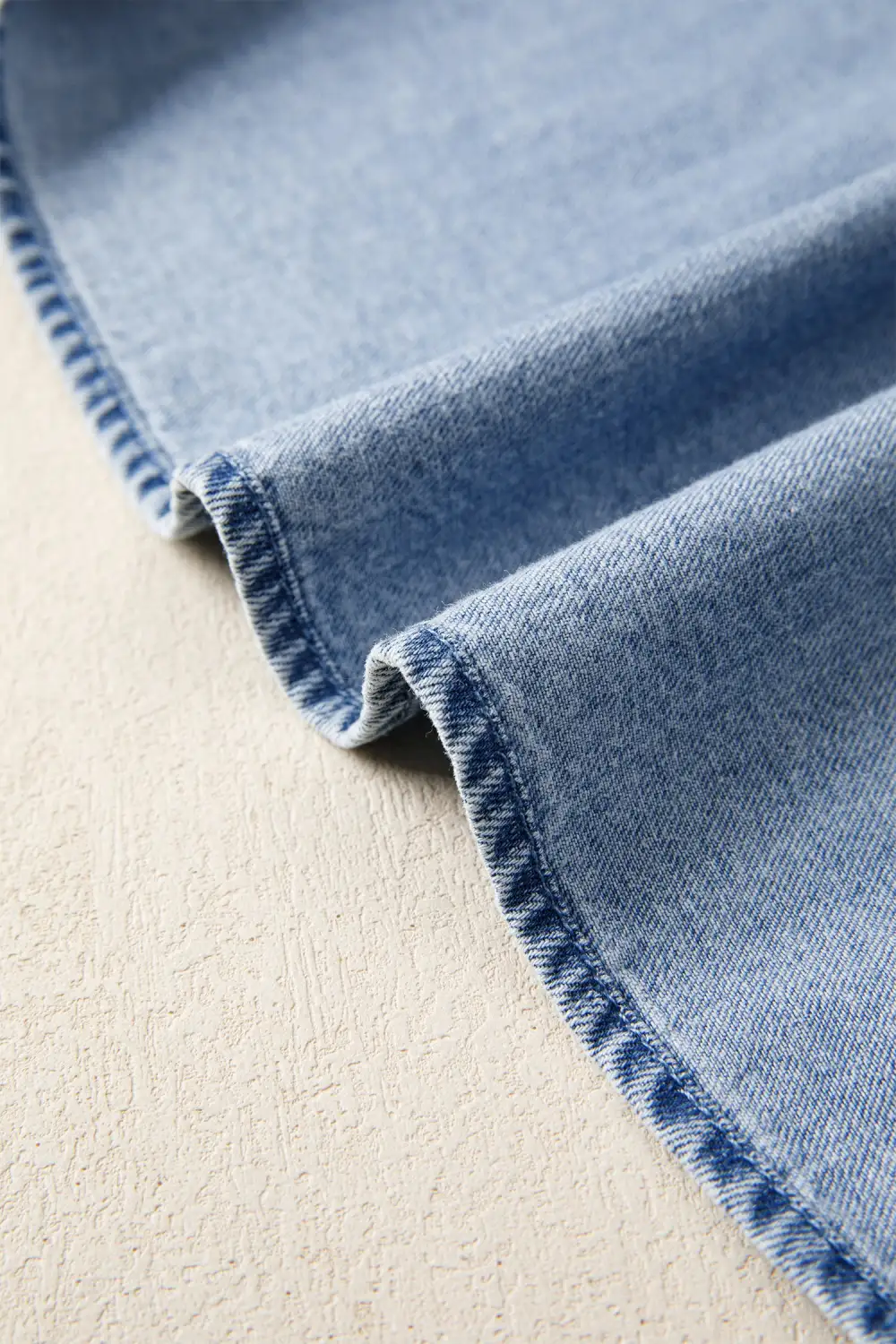 Denim V Neck Ruffle Mini Dress